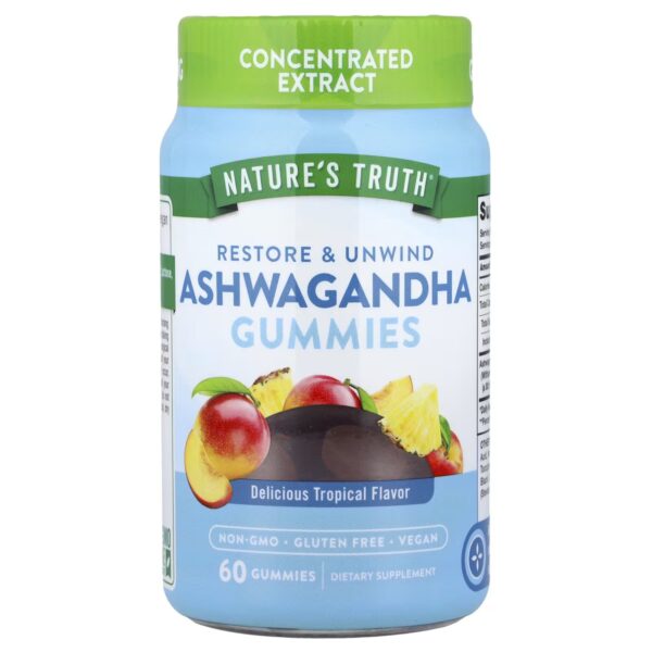 Nature's Truth Ashwagandha Gummies, Delicious Tropical, 60 Gummies