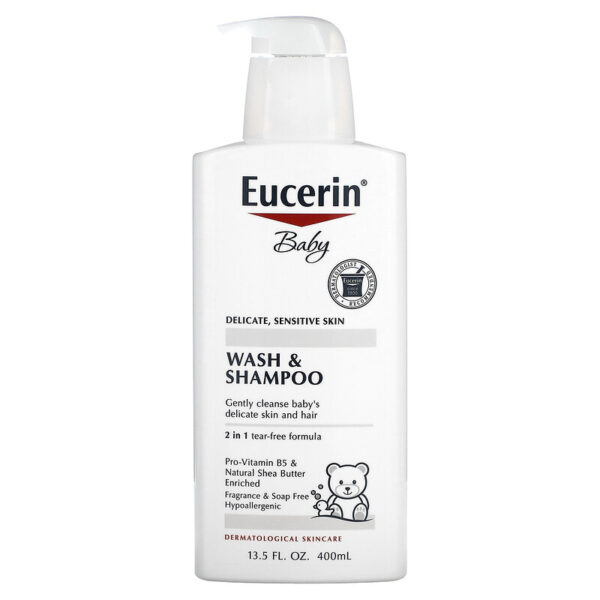 Eucerin Unscented Baby Shampoo and Body Wash, 400ml
