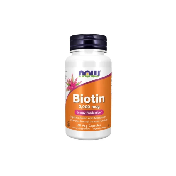 NOW Biotin 5,000 mcg 60 Veg Capsules