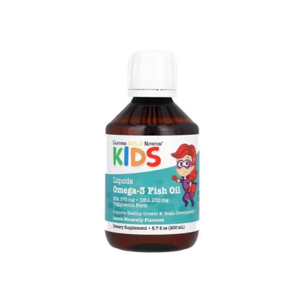 California Gold Nutrition Kids Liquid Omega‑3 Fish Oil, 200 ml