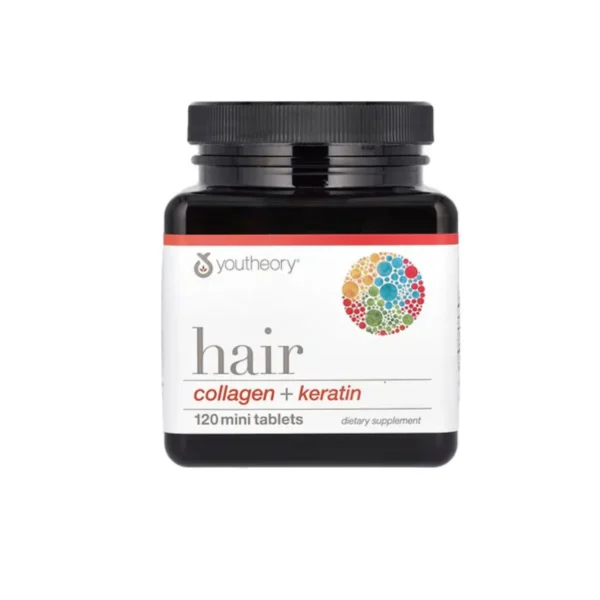 Youtheory Hair Collagen + Keratin, 120 Mini Tablets