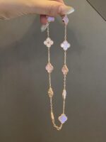 CLOVER 10 MOTIFS DIAMOND PINK MOP NECKLACE - Image 3