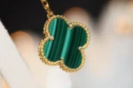 CLOVER EARRINGS GOLD MALACHITE DIAMOND 3 MOTIF - Image 9