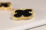 CLOVER EARRINGS GOLD ONYX MOP 3 MOTIF - Image 3