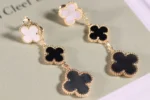 CLOVER EARRINGS GOLD ONYX MOP 3 MOTIF - Image 2