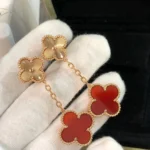 CLOVER 2 MOTIF LASER CARNELIAN EARRINGS - Image 2