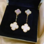 CLOVER 2 MOTIF WHITE MOP EARRINGS - Image 2