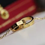 LOVE NECKLACE DOUBLE RING GOLD - Image 4