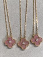 CLOVER 15MM DIAMOND RHODONITE NECKLACE - Image 6