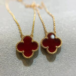 CLOVER 15MM CARNELIAN SINGLE FLOWER NECKLACE - Image 6