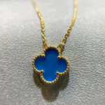 CLOVER 15MM BLUE AGATE NECKLACE - Image 3