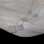CLOVER 5 MOTIFS SILVER DIAMONDS NECKLACE - Image 5