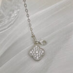 CLOVER 5 MOTIFS SILVER DIAMONDS NECKLACE - Image 7