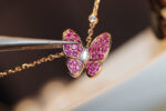 BUTTERFLY RED DIAMOND ROSE GOLD NECKLACE - Image 4