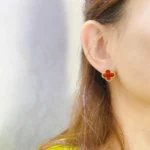 CLOVER MEDIUM 1 MOTIFS CARNELIAN EARRINGS - Image 5