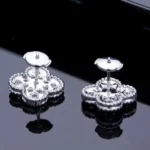 CLOVER 1 MOTIFS DIAMOND STUD EARRINGS SILVER - Image 6
