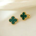 CLOVER MEDIUM 1 MOTIFS MALACHITE EARRINGS - Image 4