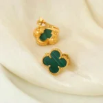 CLOVER MEDIUM 1 MOTIFS MALACHITE EARRINGS - Image 2
