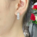 LOVE 5.5MM DIAMOND PAVED EARRINGS - 925 Sterling Silver - 18k Gold Plated, Silver