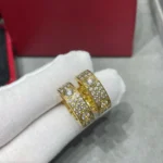 LOVE 5.5MM DIAMOND PAVED EARRINGS - 925 Sterling Silver - 18k Gold Plated, Gold