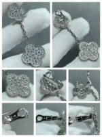 CLOVER 2 MOTIFS DIAMOND PAVED SILVER EARRINGS - Image 4