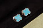 CLOVER MINI TURQUOISE SILVER STUD EARRINGS - Image 2