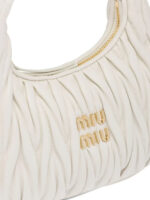 M.iu M.iu | Wander Shoulder Bag in Matelassé Nappa Leather "White" - Image 5