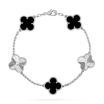 CLOVER 5 MOTIF ONYXS BRACELET COLLECTION - Silver, Laser