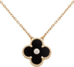 CLOVER 15MM DIAMOND ONYX NECKLACE - Image 2