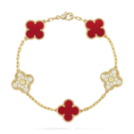 CLOVER 5 MOTIF RED CORNELIAN BRACELET COLLECTION - Image 2