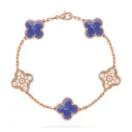 CLOVER 5 MOTIF BLUE VEINS BRACELET COLLECTION - Rose-Diamond, 19