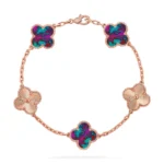 CLOVER 5 MOTIF COLOR GEMSTONES BRACELET COLLECTION - Rose-Laser, 19