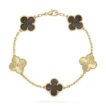 CLOVER 5 MOTIF GRAY MOP BRACELET COLLECTION - Gold-Laser, 19