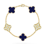 CLOVER 5 MOTIF LAPIS LAZULI BRACELET COLLECTION - Gold,, Diamond