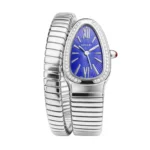 Bvl.gari Watch | Serpenti Tubogas Blue Dial Silver Steel