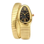 Bvl.gari Watch | Serpenti Tubogas Gold Steel and Black Dial