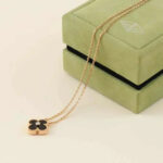 CLOVER 15MM DIAMOND ONYX NECKLACE - Image 3