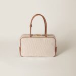 M.iu M.iu |  Beau canvas and leather bag Beige/brandy - Image 4