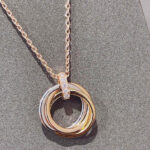 TRINITY NECKLACE SILVER GOLD PINK GOLD DIAMONDS - Image 3