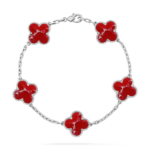 CLOVER 5 MOTIF RED PATTERN BRACELET COLLECTION - Silver