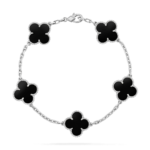 CLOVER 5 MOTIF ONYXS BRACELET COLLECTION - Silver