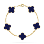 CLOVER 5 MOTIF LAPIS LAZULI BRACELET COLLECTION - Gold,