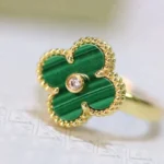 CLOVER MALACHITE RING GOLD DIAMOND - Image 4