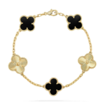 CLOVER 5 MOTIF ONYXS BRACELET COLLECTION - Gold,, Laser