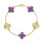CLOVER 5 MOTIF LIGHT PURPLE BRACELET COLLECTION - Gold-Laser, 19