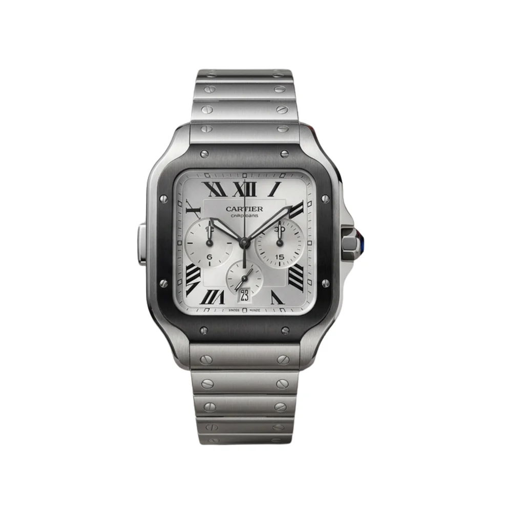 Cartier-Santos-de-Cartier-Chronograph-Stainless-Steel-1 Car.tier | Santos de Car.tier Chronograph Stainless Steel - Image 1