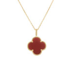 CLOVER 25MM NECKLACE GOLD CARNELIAN - Image 2