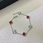 CLOVER 6 MOTIF RED AGATE LASER BRACELET - Image 3