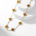 CLOVER 10 MOTIFS TIGER EYE NECKLACE - Image 5