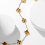 CLOVER 10 MOTIFS TIGER EYE NECKLACE - Image 6